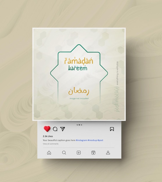 Islamic greetings ramadan kareem instagram post 3d mockup