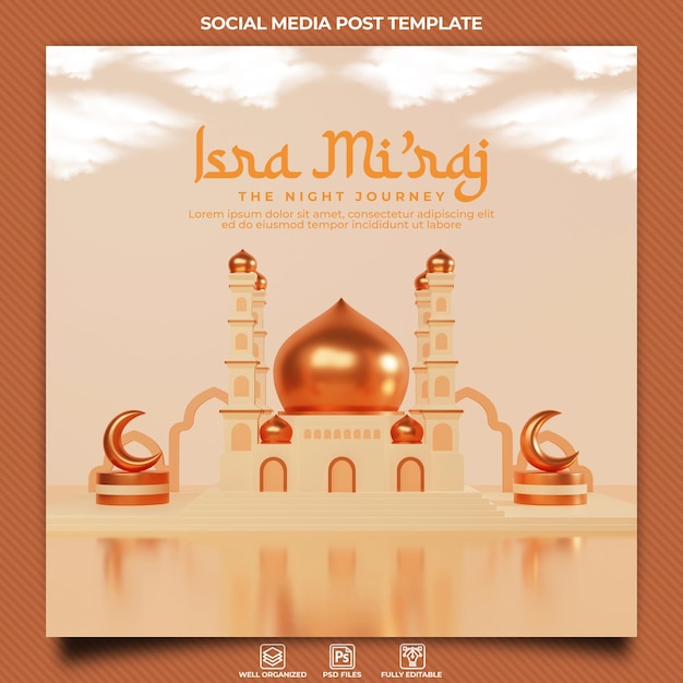 Islamic isra miraj flyer template