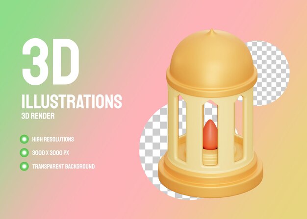 Islamic lantern 3d illustrations