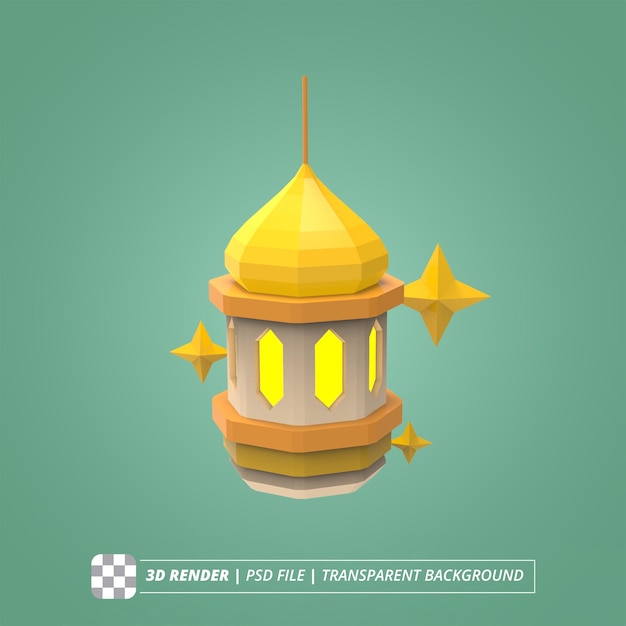 ISLAMIC LANTERN 3D RENDER ISOLATED IMAGES