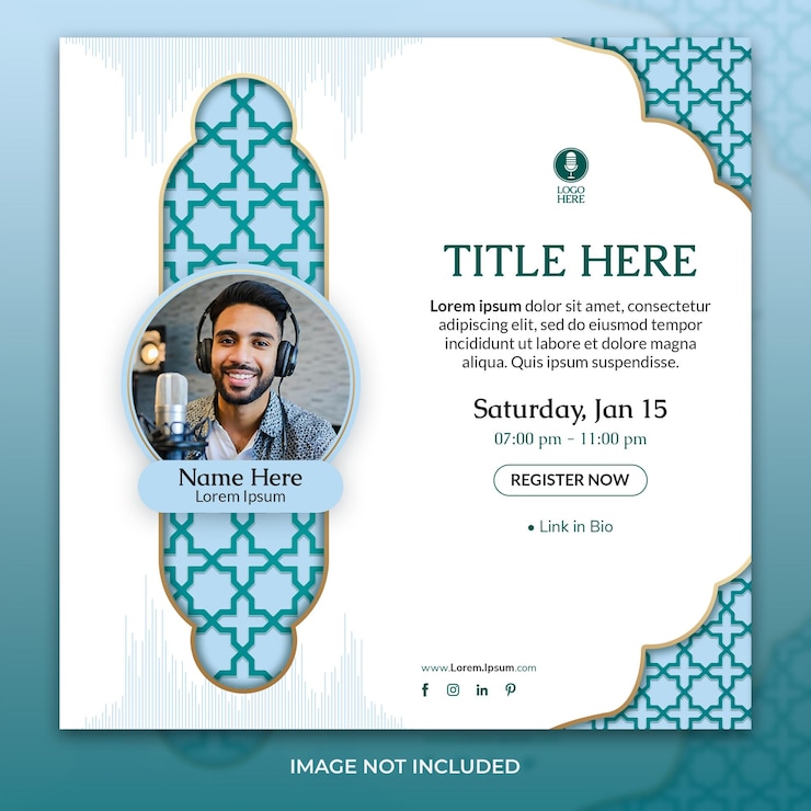 PSD islamic live webinar podcast talk show social media post design