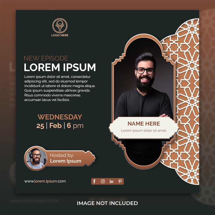 PSD islamic live webinar podcast talk show social media post design