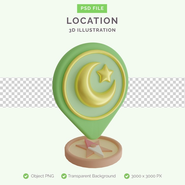 PSD islamic location 3d illustration
