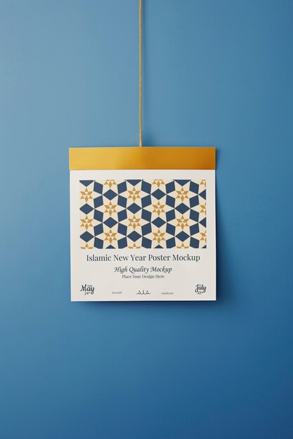 PSD islamic new year calendar poster mockup