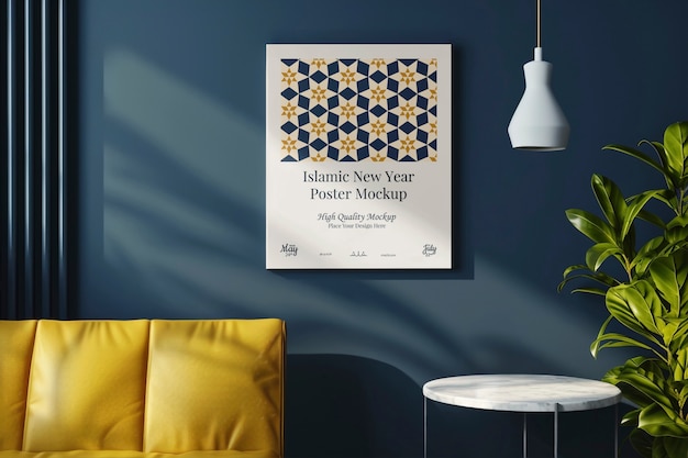 PSD islamic new year calendar poster mockup