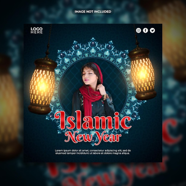 PSD islamic new year social media and instagram post template