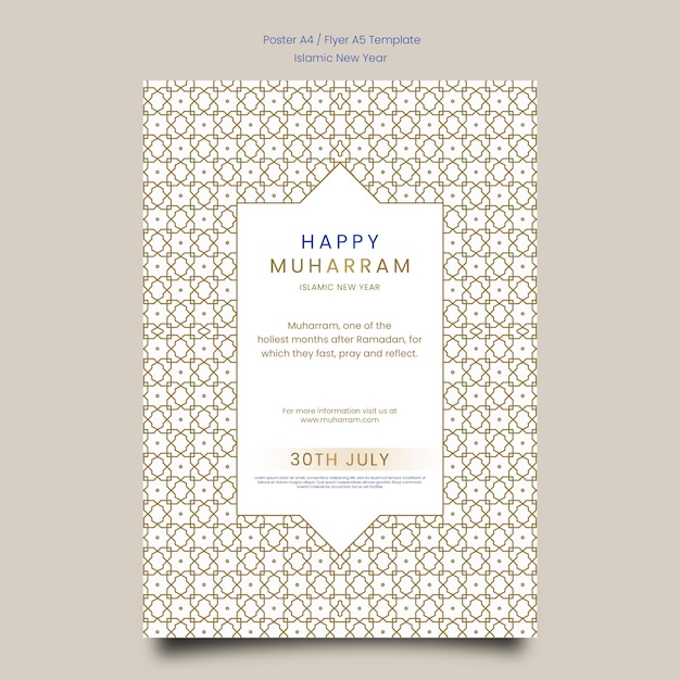 PSD islamic new year vertical poster template with arabic pattern