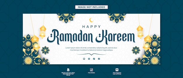 イスラム教のラマダンの祝い フェイスブックの表紙のテンプレートデザイン
