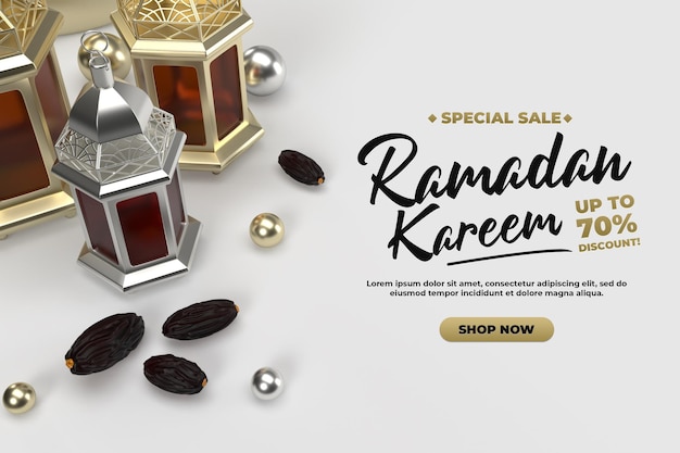 PSD islamic ramadan celebration greetings 3d gold render template