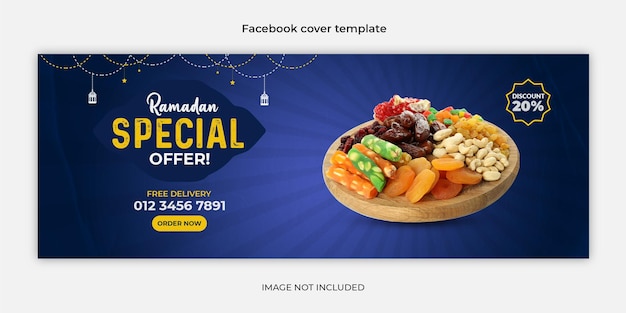 PSD banner alimentare islamico e ramadan e design del modello di copertina di facebook