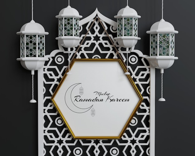 Mockup di installazione del telaio del ramadan islamico