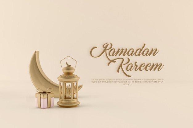 Ramadan islamico e sfondo dorato