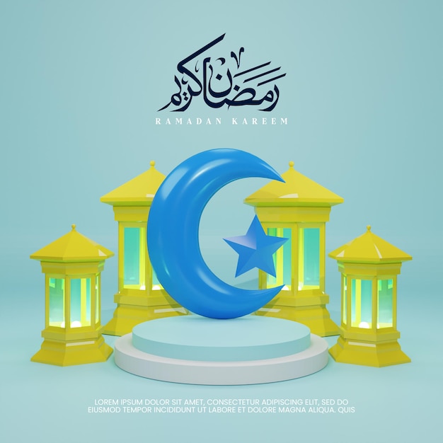 Islamic ramadan greeting background 3d podium islamic decoration