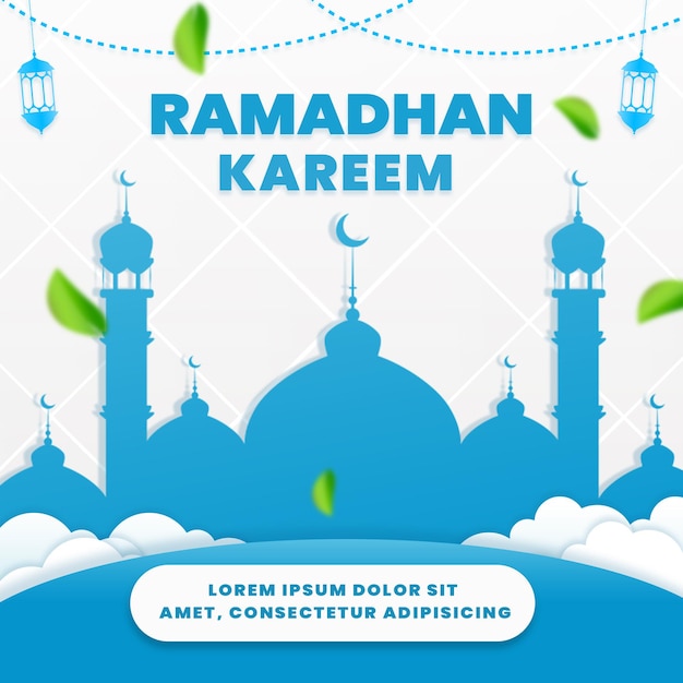 Modello di social media di saluto del ramadan kareem islamico