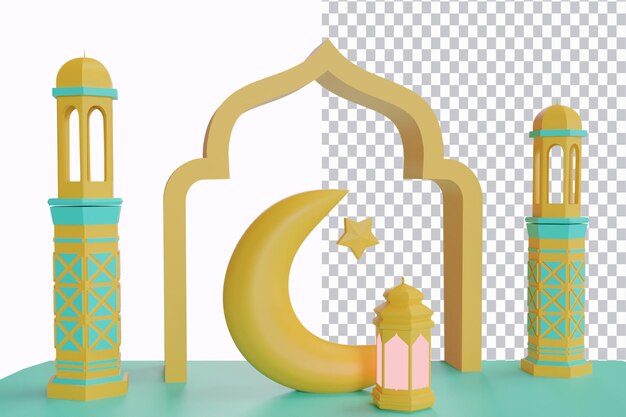 PSD islamic ramadan kareem illustration 3d render podium