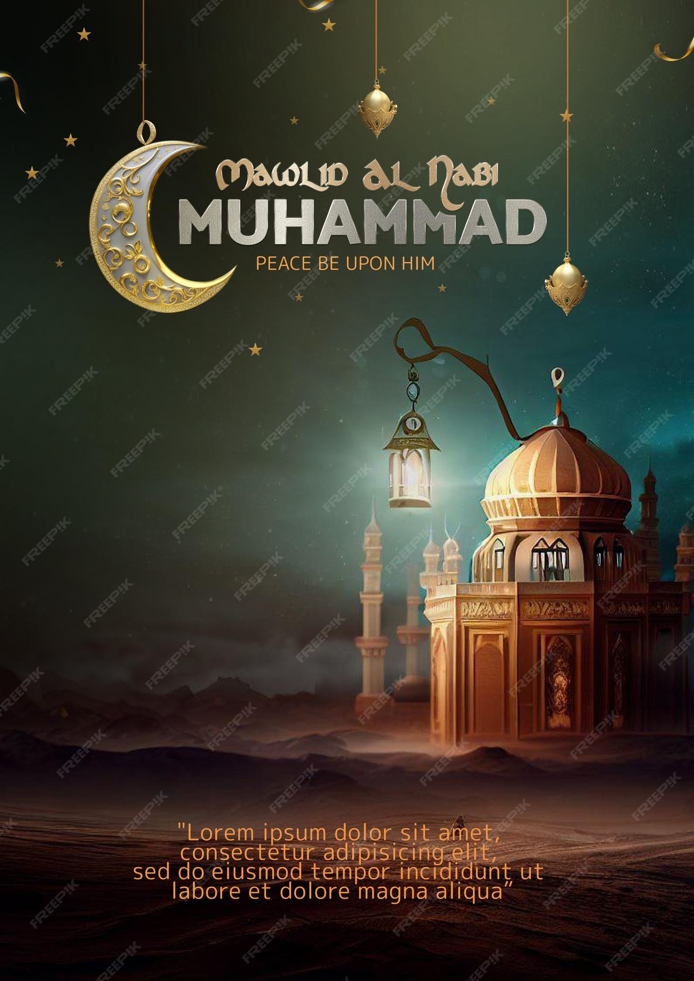 Premium PSD Islamic style template maulid nabi social media post