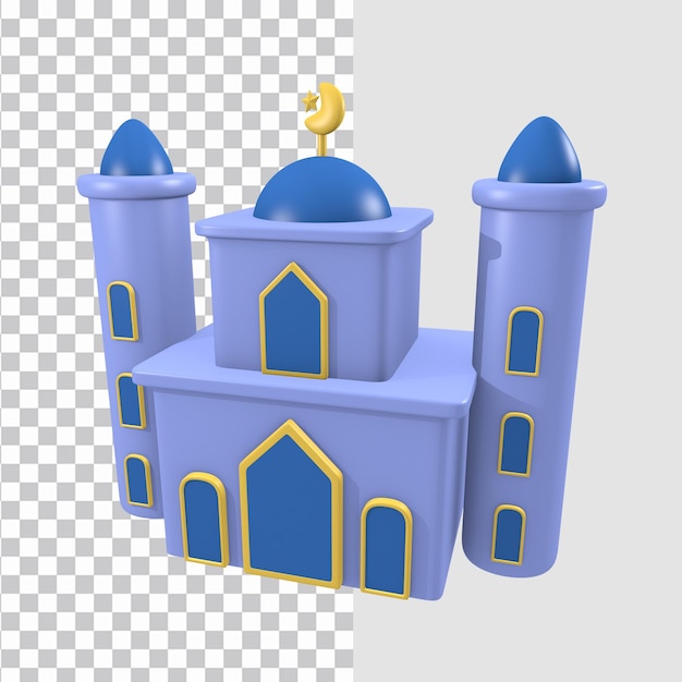 islamic worship building 3d icon