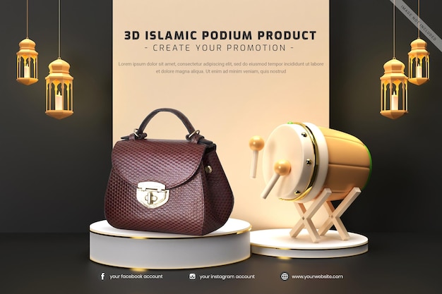 PSD islamitisch podiumproduct display mockup