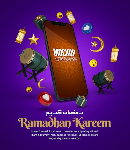 Islamitisch ramadan kareem-telefoonmodel voor post- en marketingpromotiesjabloon voor sociale media