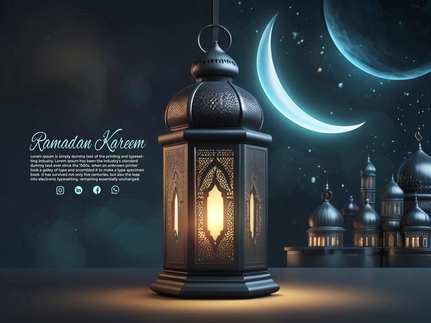 Islamitische decoratie ramadan kareem achtergrond met lantaarn psd