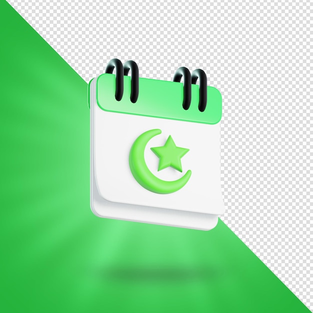 Islamitische kalender in cartoon-stijl 3D-rendering