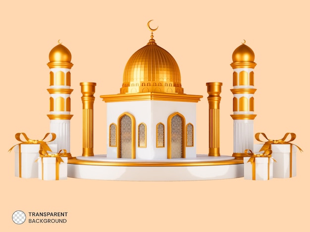 PSD islamitische moskee pictogram 3d render illustratie
