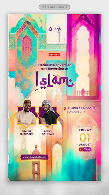 Islamitische online seminar bewerkbare sociale media verhaalsjabloon