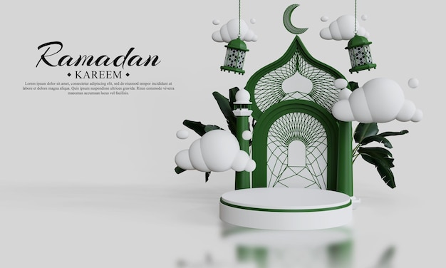 Islamitische ramadan kareem 3d samenstelling als achtergrond met diverse ornamenten