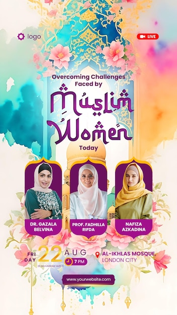 Islamitische vrouwen online seminar bewerkbare sociale media verhaalsjabloon