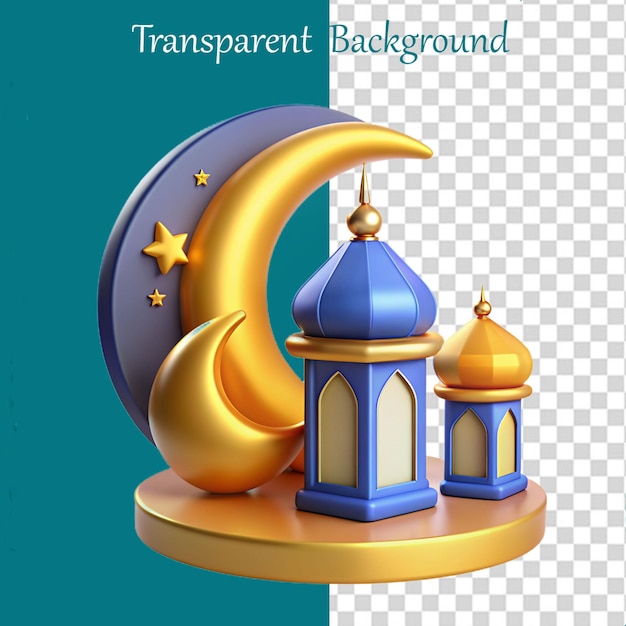 PSD islamska latarnia z ikoną półksiężyca ilustracja renderowania 3d
