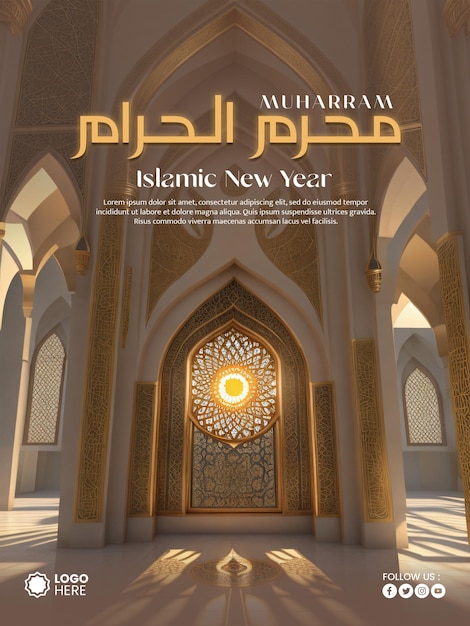 Islamski Nowy Rok Muharram Ashura Po Projekt Plakatu Noworocznego