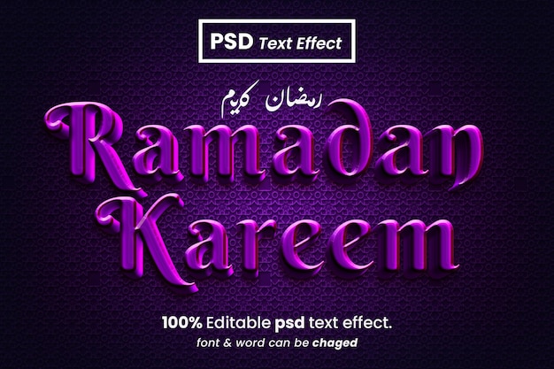 PSD islamski ramadan kareem 3d edytowalny efekt tekstu psd