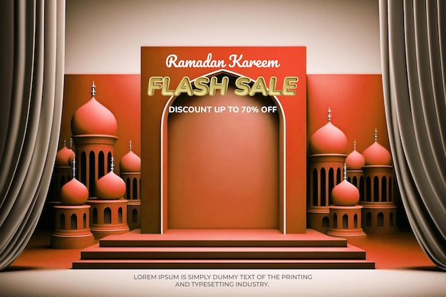 islamski ramadan kareem i eid podium makieta prezentacji produktu na scenie, renderowanie 3d