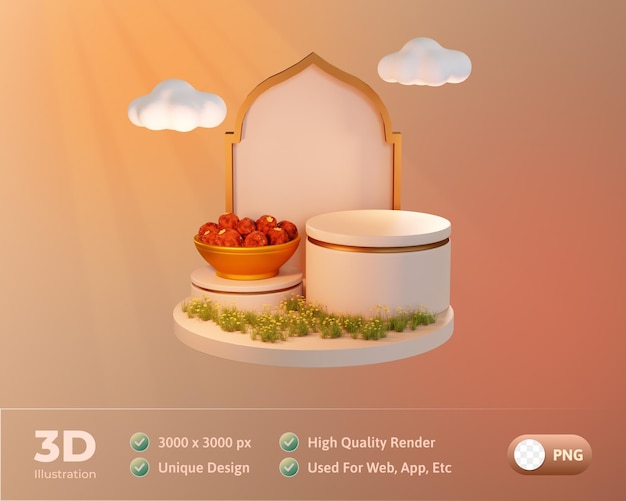 Islamski Ramadan Podium Ilustracja 3d