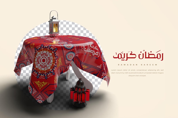 Islamski stół do kaligrafii Ramadan Kareem z latarnią 3d i tkaniną