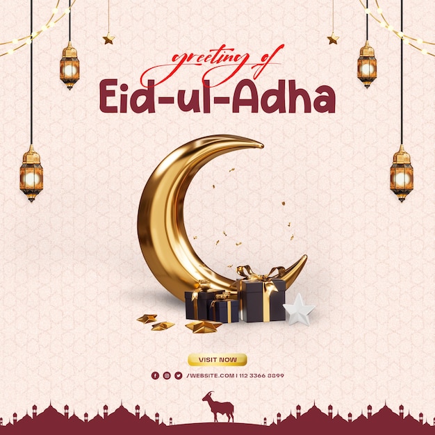 Islamskie pozdrowienia Eid Ul Adha Social Media Post Design Template