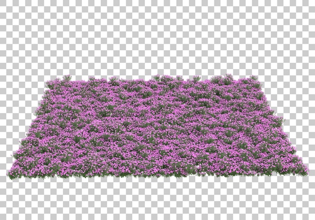 Island of flowers on transparent background 3d rendering illustration