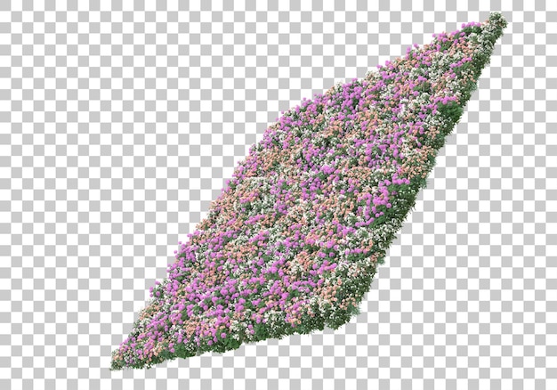 Island of flowers on transparent background 3d rendering illustration