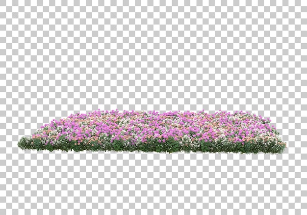 Island of plants with flowers on transparent background 3d rendering illustration