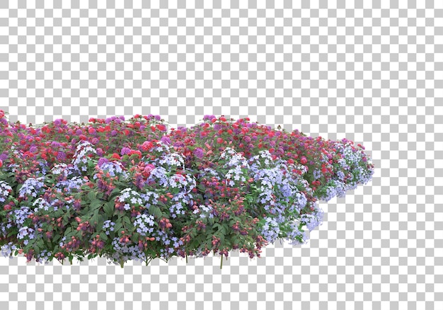 PSD island of plants with flowers on transparent background 3d rendering illustration