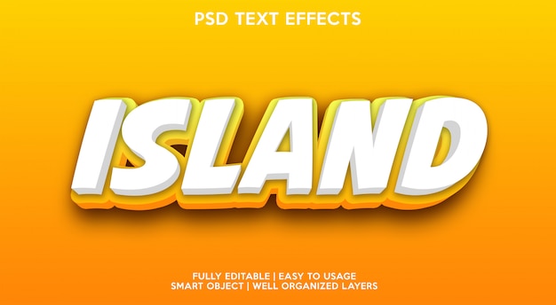 PSD modello di effetti di testo dell'isola