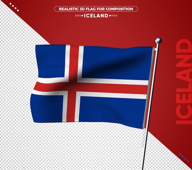 Islandia 3d teksturowanej flagi dla składu