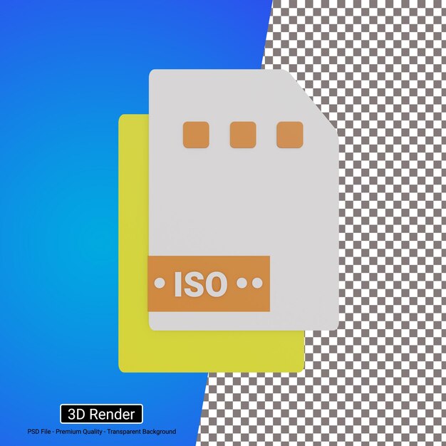 ISO 形式ファイル アイコン 3 D イラストレーション