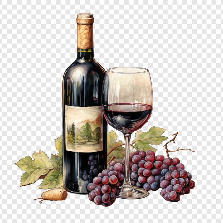 PSD isoaded wine style png with white background generative ia