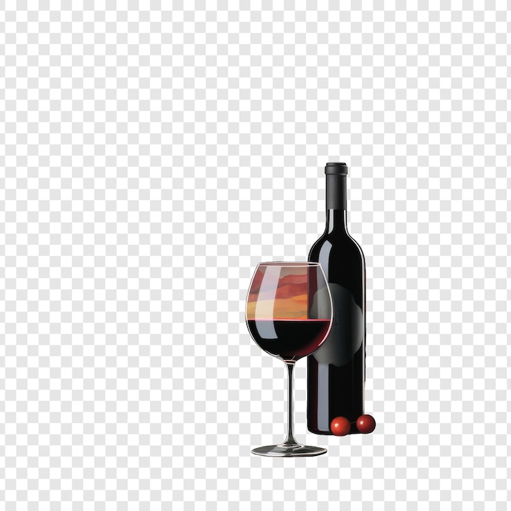 PSD isoaded wine style png with white background illustration generative ia