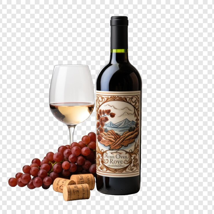 PSD isoaded wine style png with white background illustration generative ia