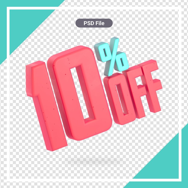 Isolato 10 off rendering 3d psd premium