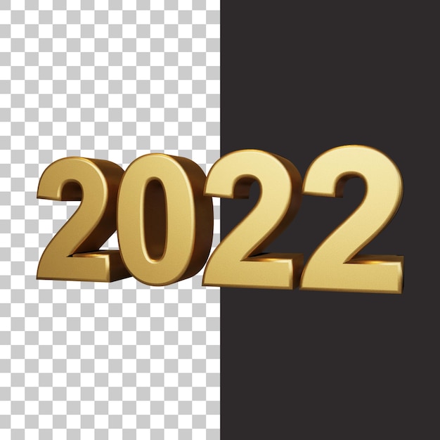 PSD 3d 렌더링에서 격리 된 2022 금 새해