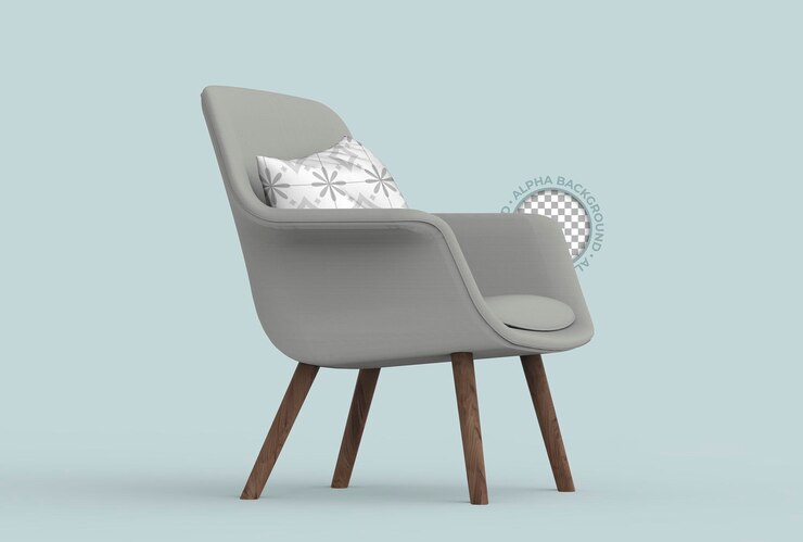 PSD isolated 3d armchair scene creator rendering for interior design or decoration projects