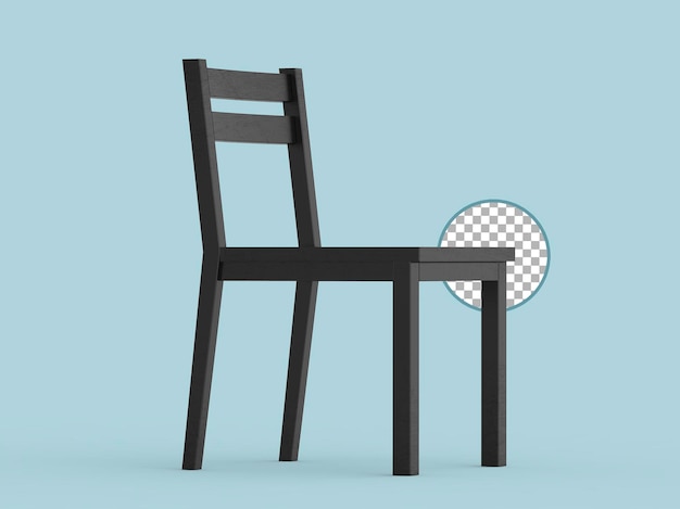 PSD rendering del creatore di scene di sedia nera 3d isolato per progetti di interior design o decorazione.